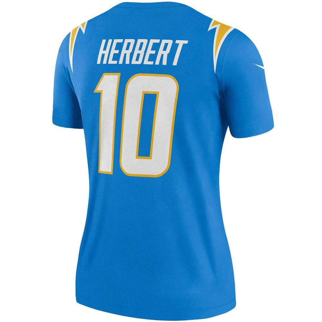 Women's Nike Los Angeles Chargers Justin Herbert Powder Blue Legend Player NFL Performance Top
