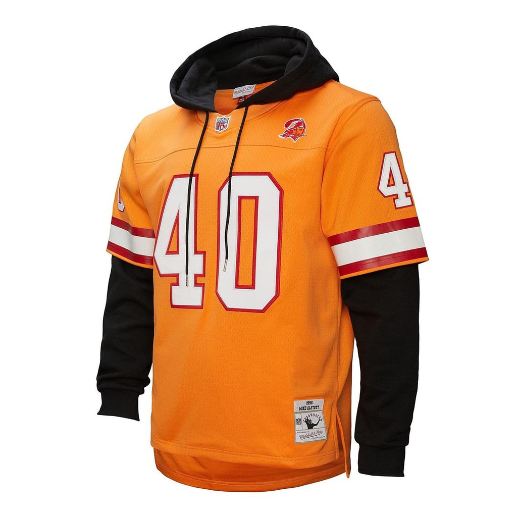 Men's Mitchell & Ness Tampa Bay Buccaneers Mike Alstott Orange Player Name & Number Hoodie Legacy NFL Jersey