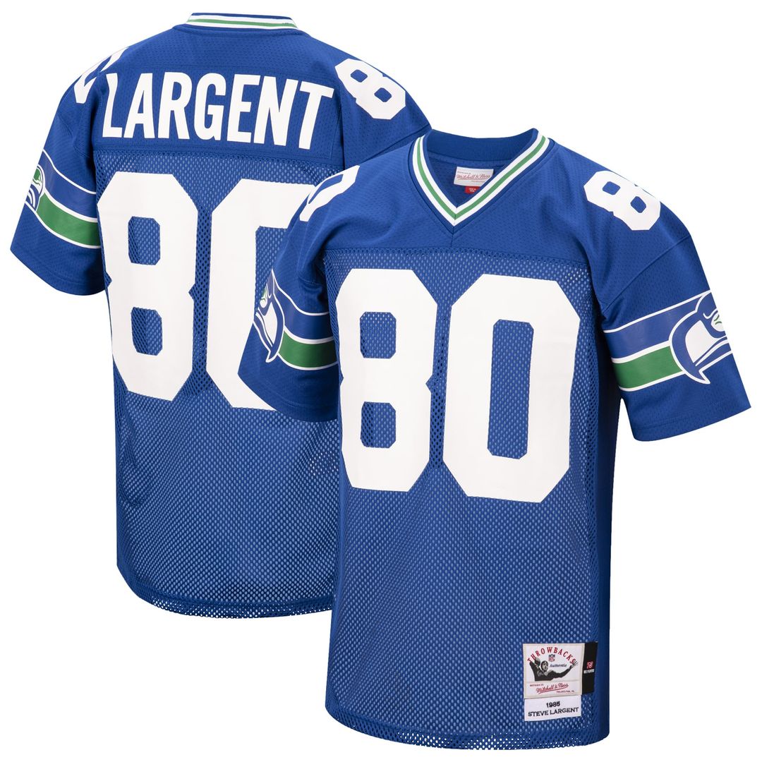 Men's Mitchell & Ness Seattle Seahawks Steve Largent Royal 1985 Authentic Throwback Retired Player NFL Jersey