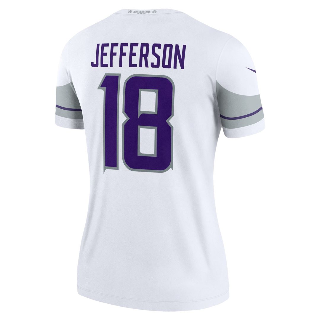 Women's Nike Minnesota Vikings Justin Jefferson White Alternate Legend Player NFL Performance Top