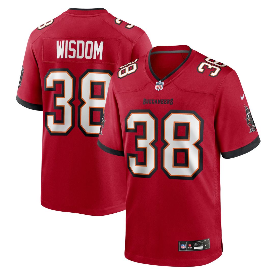Men's Nike Tampa Bay Buccaneers Rashad Wisdom Red Team Game NFL Jersey