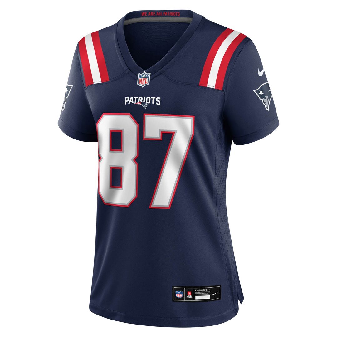 Women's Nike New England Patriots Romeo Doubs Navy Game NFL Jersey