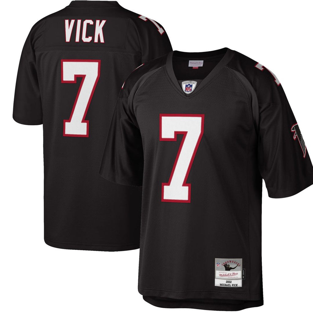 Men's Big & Tall Mitchell & Ness Atlanta Falcons Michael Vick Black 2002 Retired Player Replica NFL Jersey