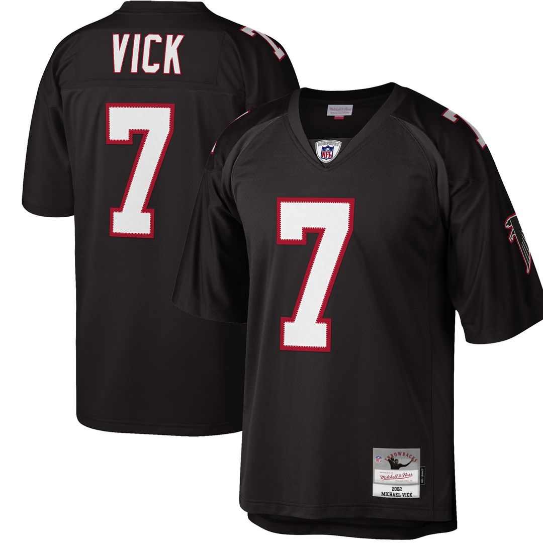 Men's Big & Tall Mitchell & Ness Atlanta Falcons Michael Vick Black 2002 Retired Player Replica NFL Jersey