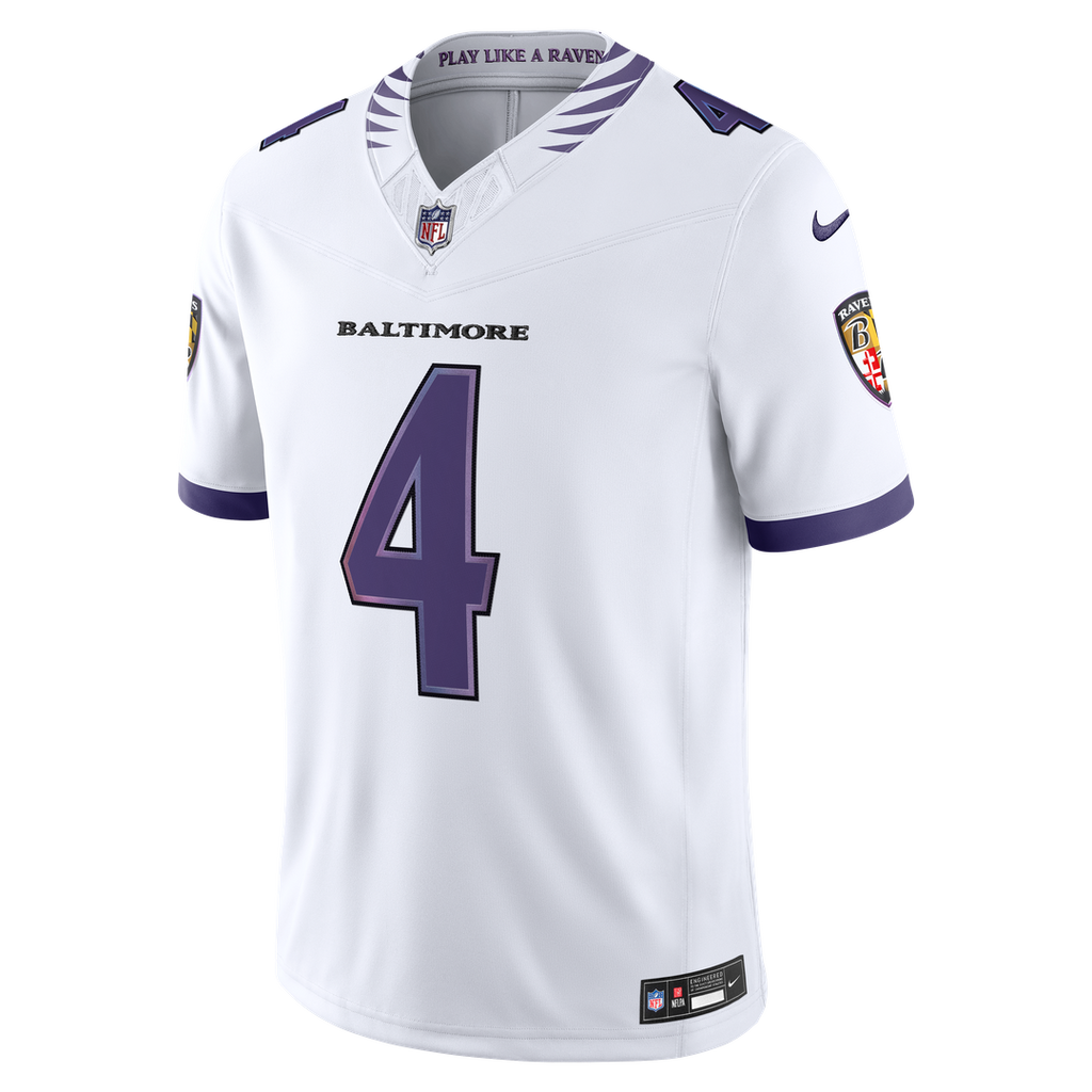 Men's Nike Baltimore Ravens Zay Flowers White Vapor F.U.S.E. Stitched Limited NFL Jersey