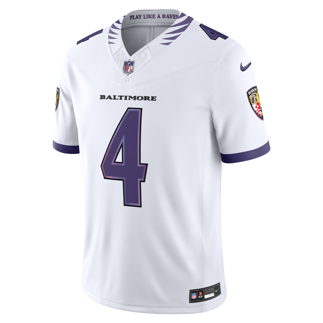 Men's Nike Baltimore Ravens Zay Flowers White Vapor F.U.S.E. Stitched Limited NFL Jersey
