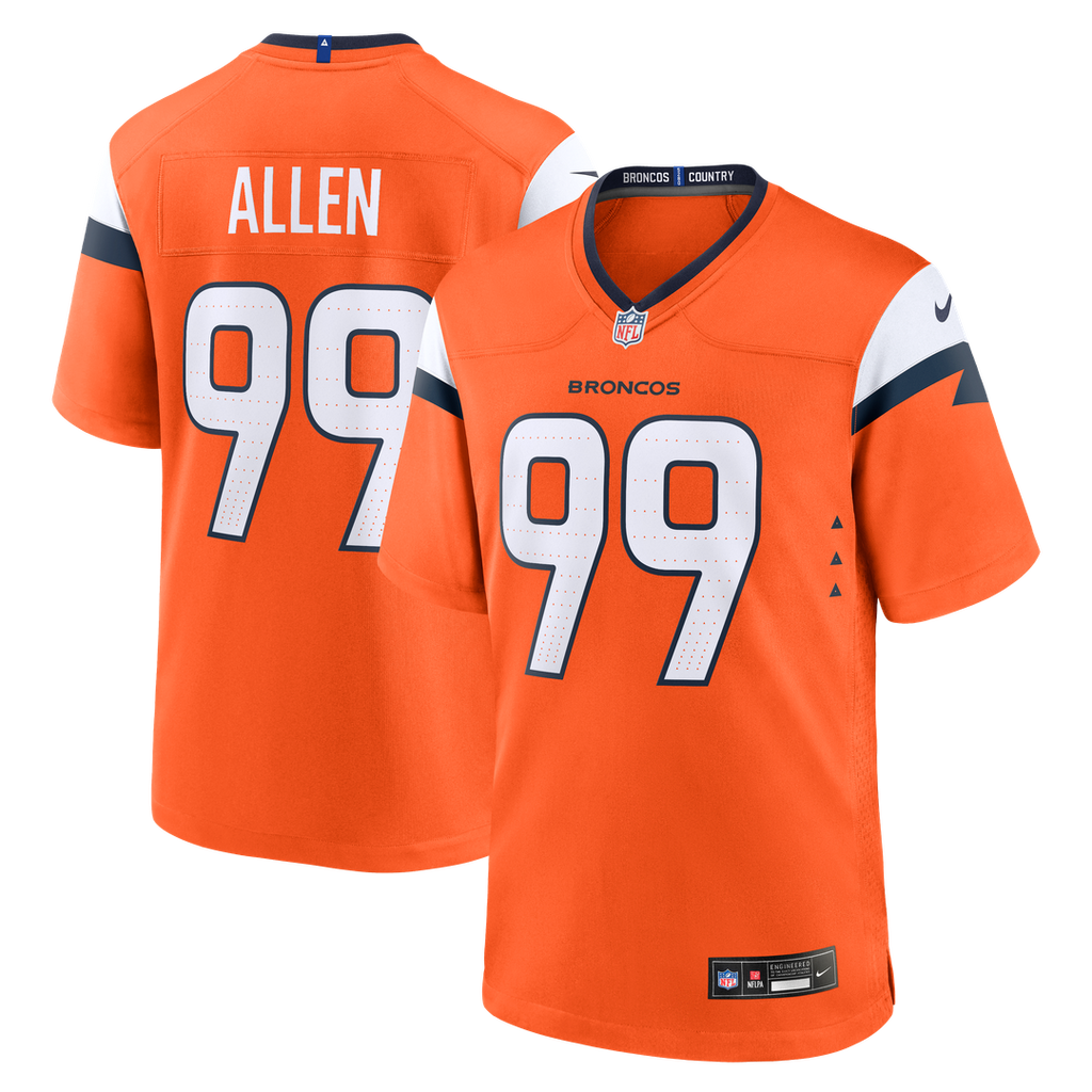 Men's Nike Denver Broncos Zach Allen Orange Team Game NFL Jersey
