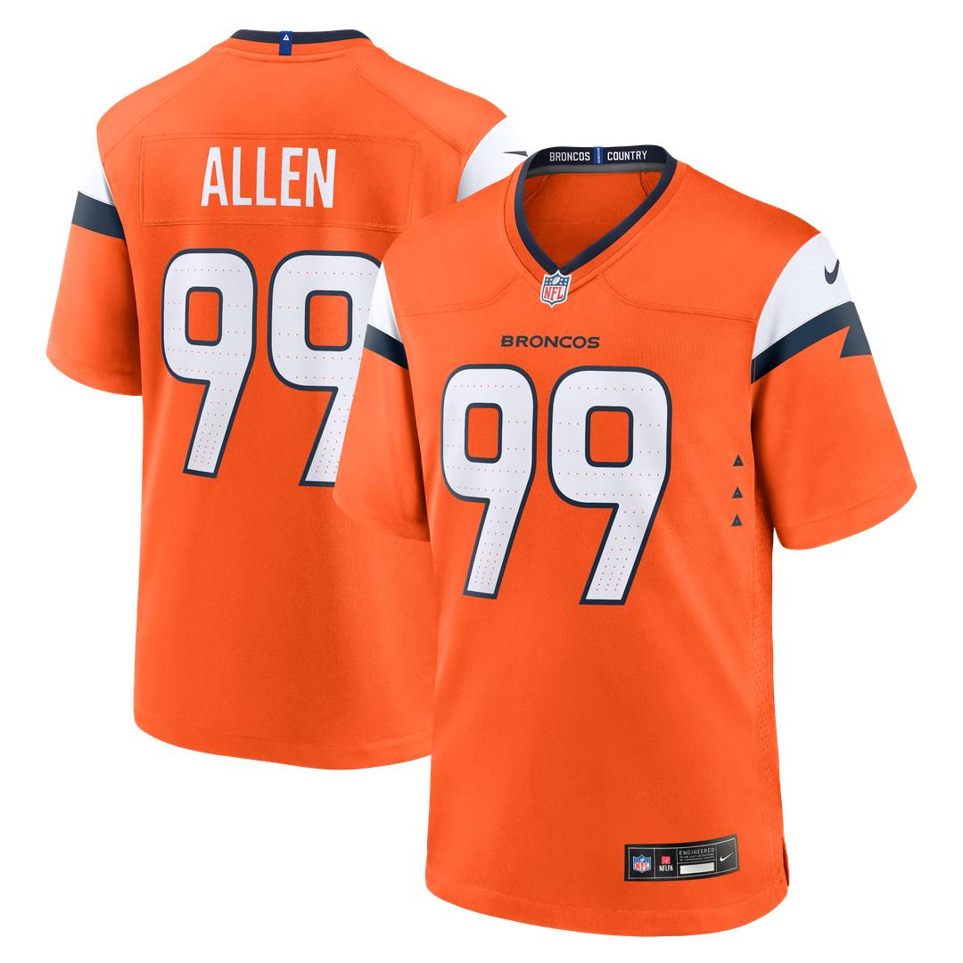 Men's Nike Denver Broncos Zach Allen Orange Team Game NFL Jersey