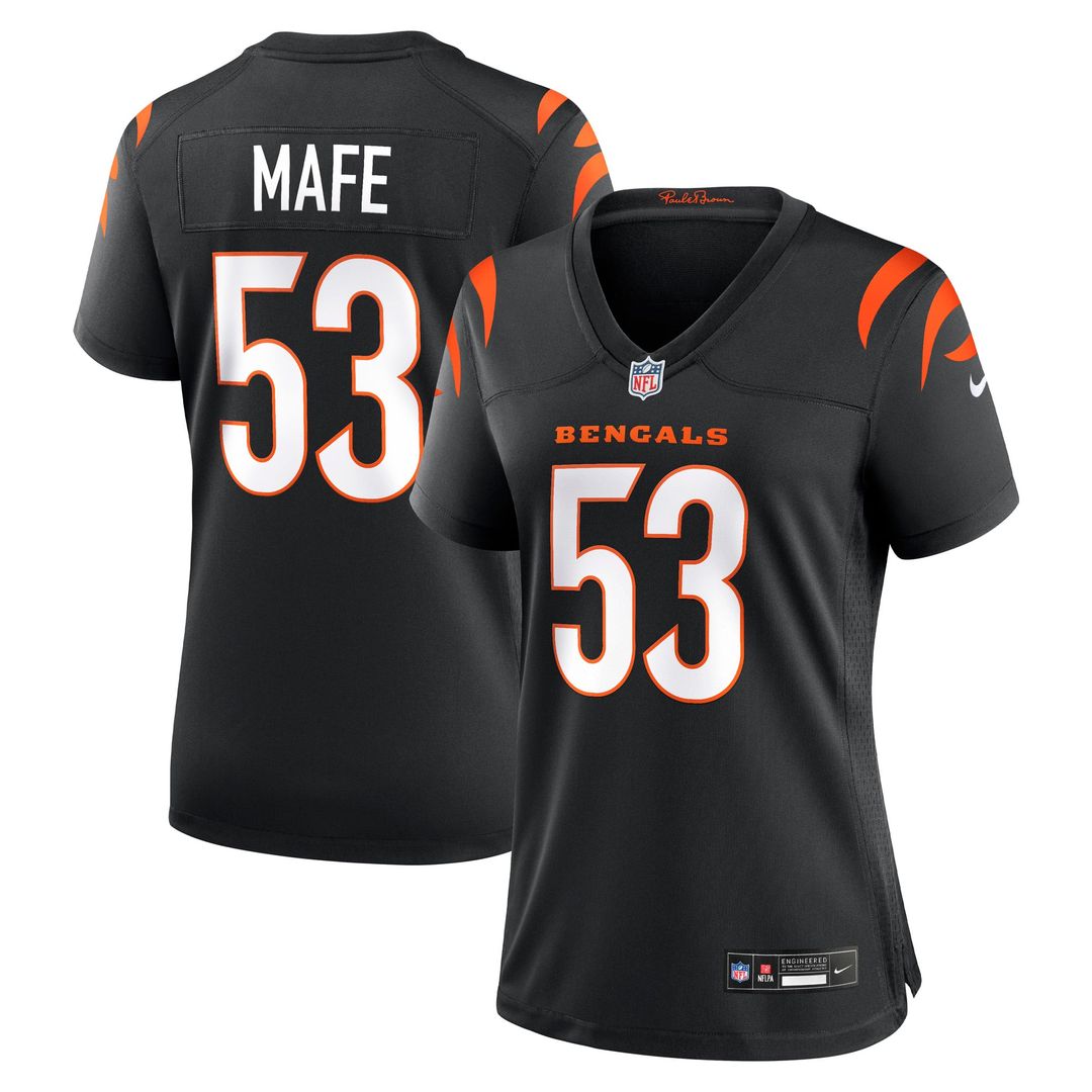 Women's Nike Cincinnati Bengals Boye Mafe Black Team Game NFL Jersey