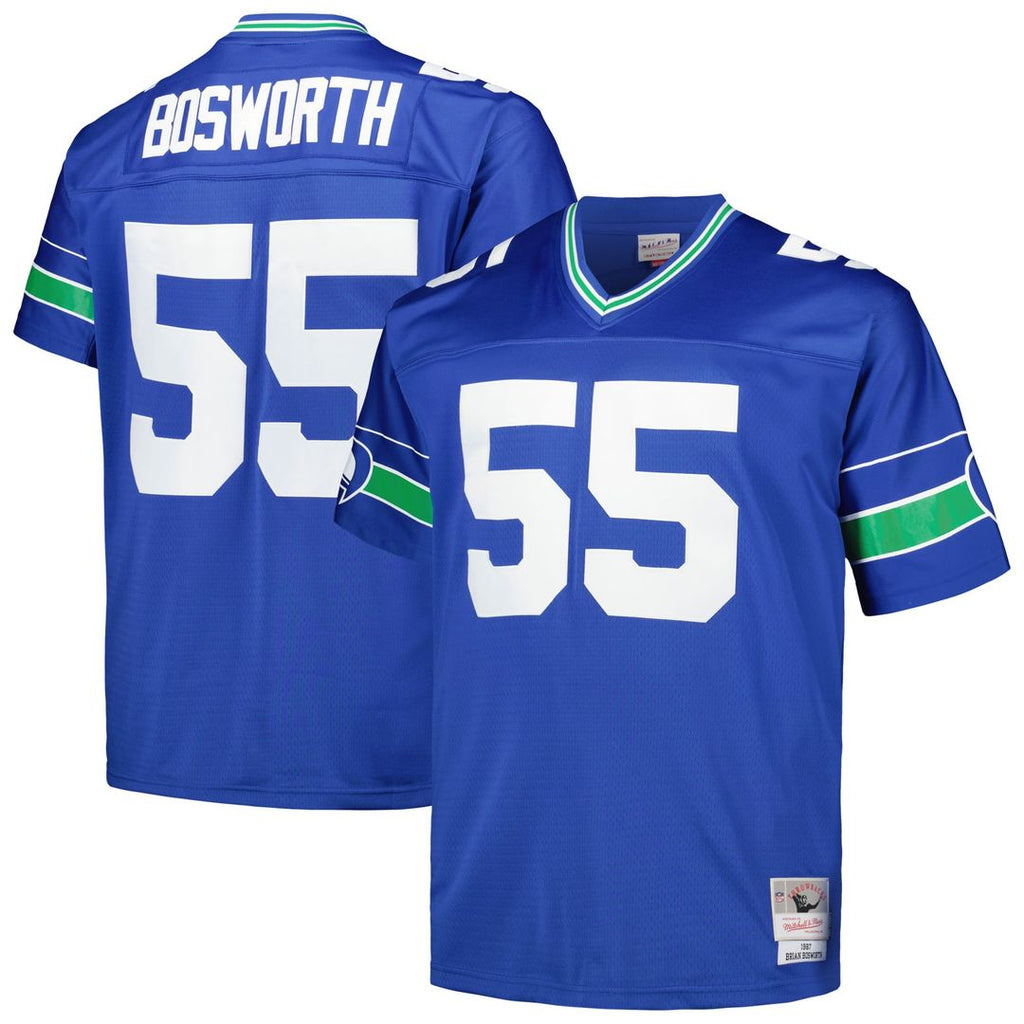 Men's Big & Tall Mitchell & Ness Seattle Seahawks Brian Bosworth Royal 1987 Legacy Retired Player NFL Jersey