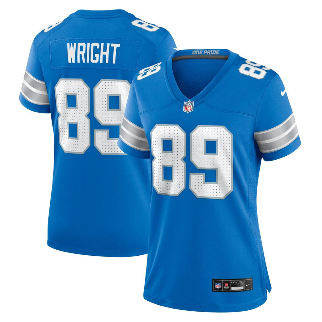 Women's Nike Detroit Lions Brock Wright Blue Team Game NFL Jersey