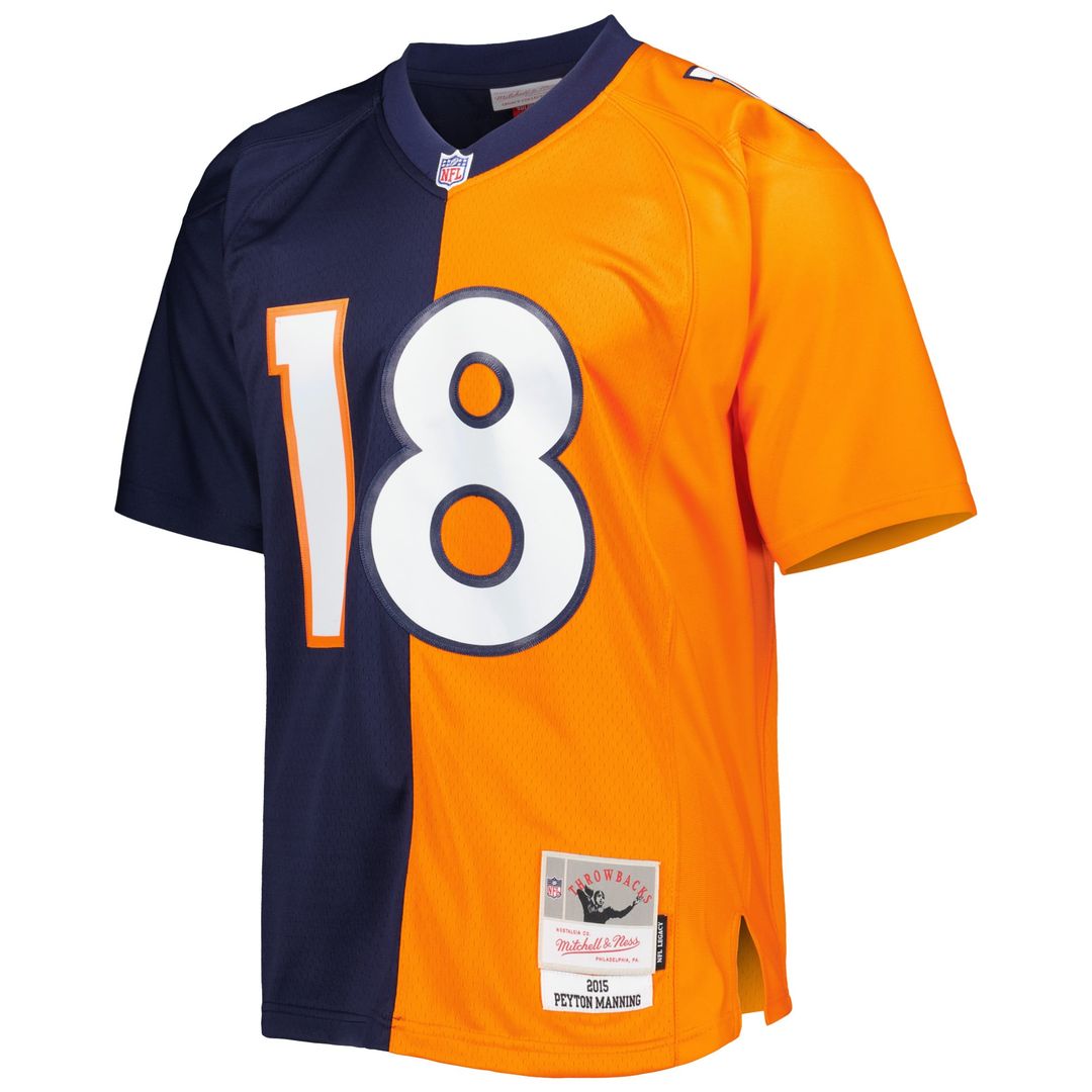 Men's Mitchell & Ness Denver Broncos Peyton Manning Navy/Orange 2015 Split Legacy Replica NFL Jersey