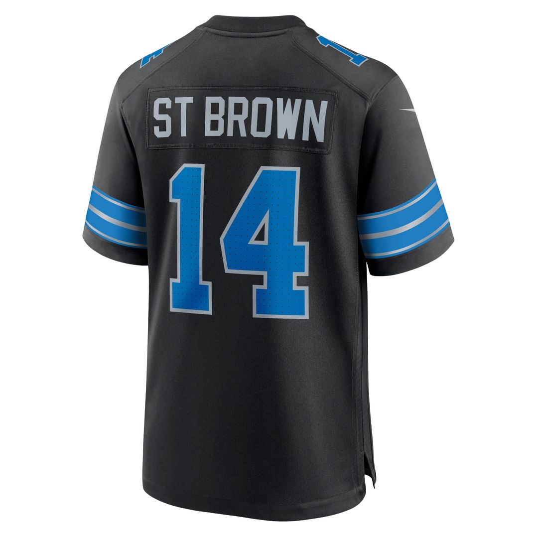 Men's Nike Detroit Lions Amon-Ra St. Brown Black 2nd Alternate Game NFL Jersey