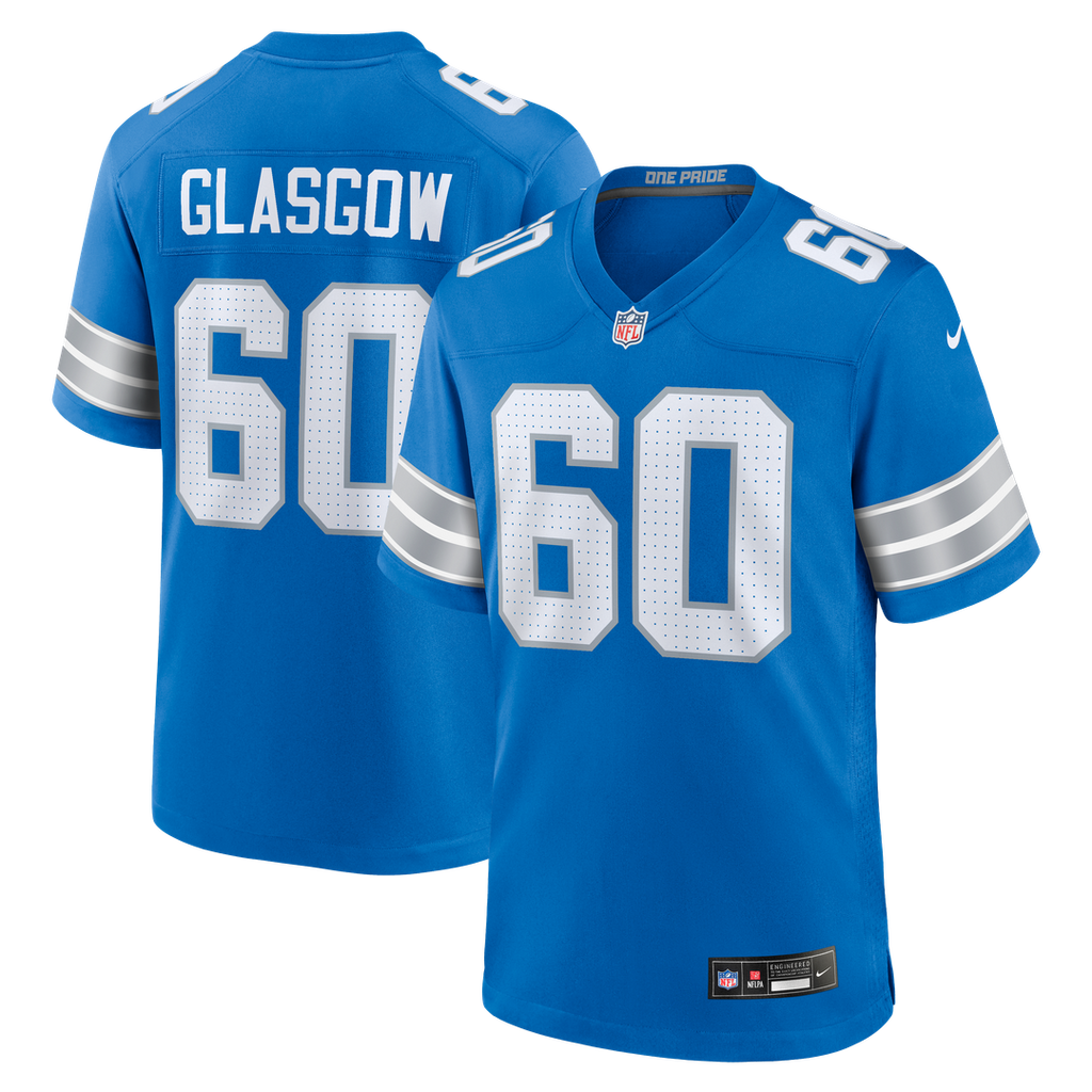 Men's Nike Detroit Lions Graham Glasgow Blue Team Game NFL Jersey