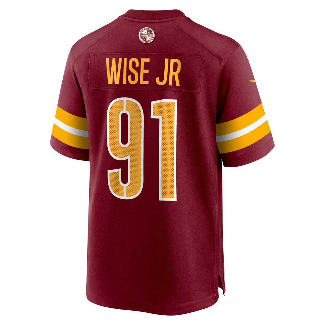 Men's Nike Washington Commanders Deatrich Wise Jr. Burgundy Team Game NFL Jersey