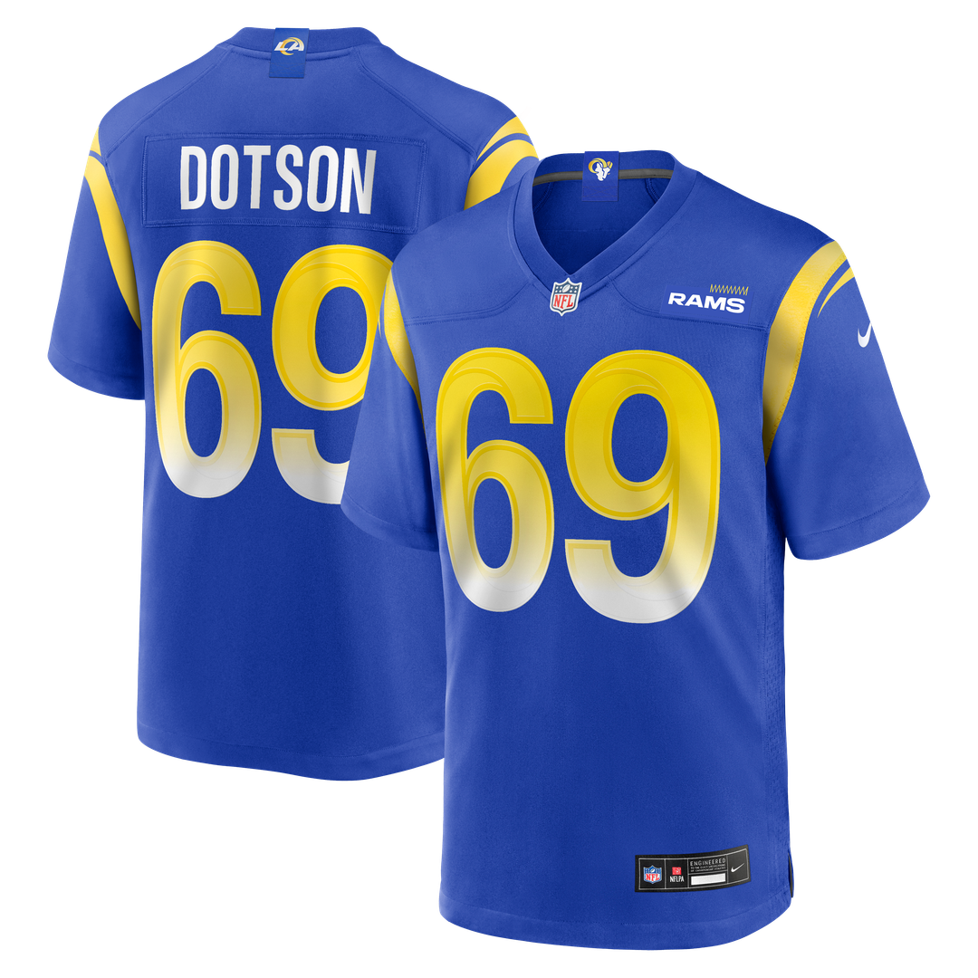 Men's Nike Los Angeles Rams Kevin Dotson Royal Game NFL Jersey