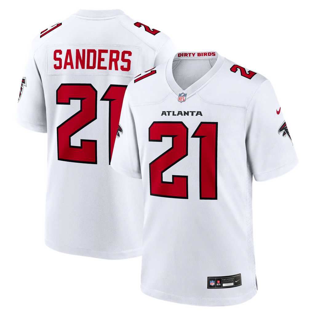 Men's Nike Atlanta Falcons Deion Sanders White Retired Player Game NFL Jersey