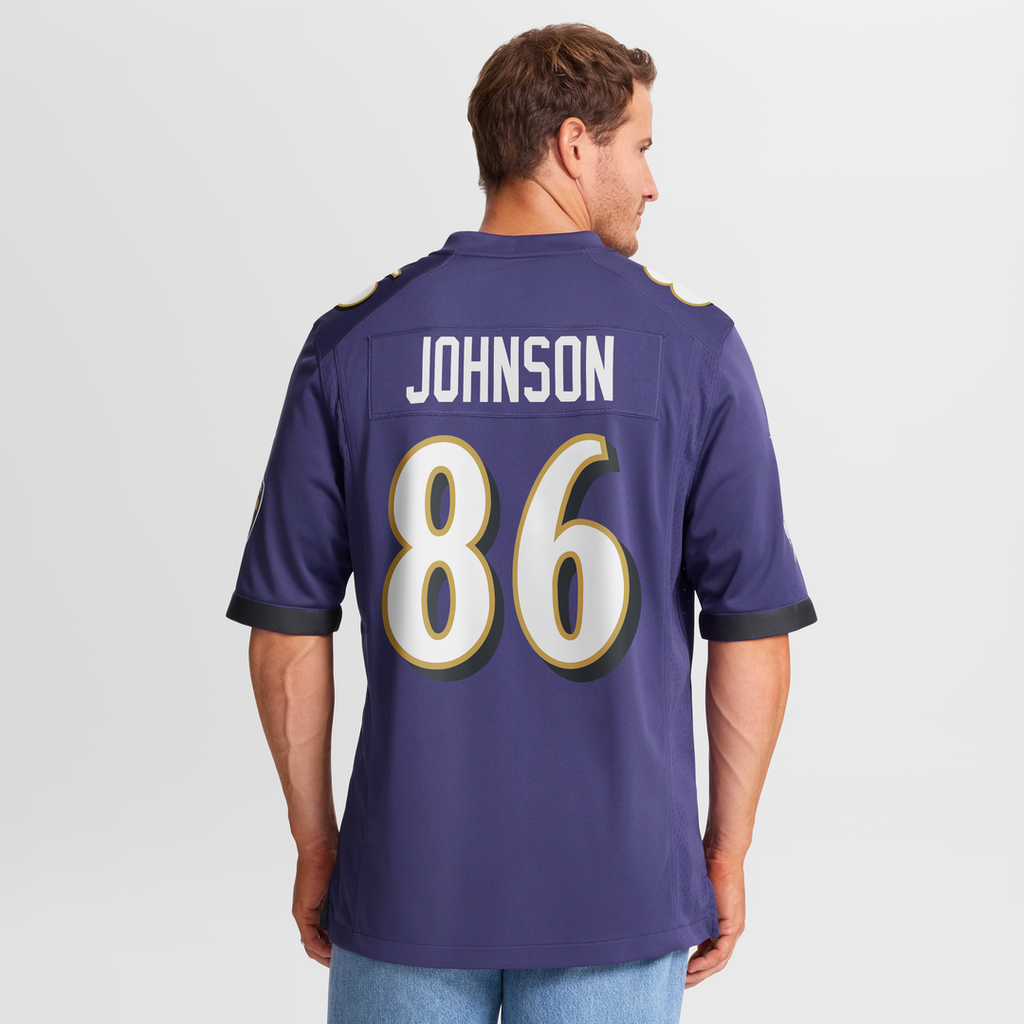 Men's Nike Baltimore Ravens Cornelius Johnson Purple Team Game NFL Jersey