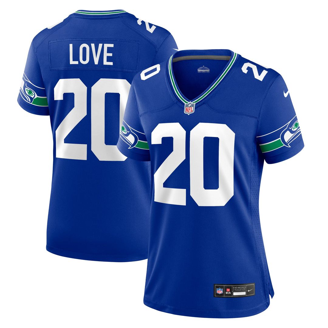 Women's Nike Seattle Seahawks Julian Love Royal Throwback Player Game NFL Jersey