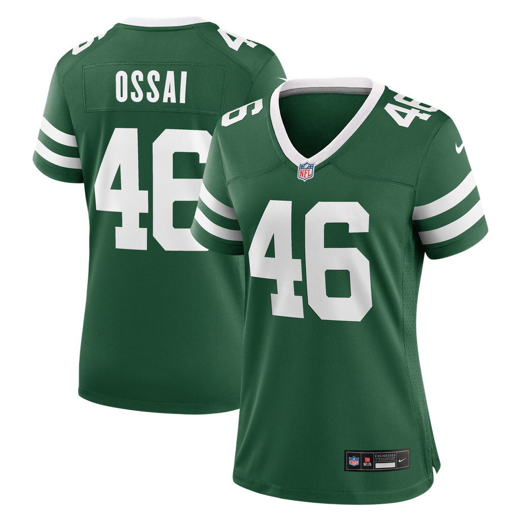 Women's Nike New York Jets Joseph Ossai Legacy Green Team Game NFL Jersey
