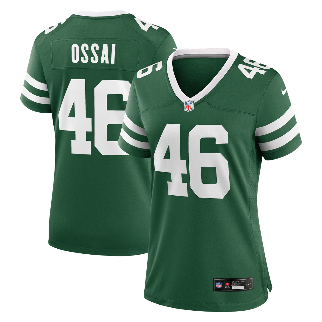 Women's Nike New York Jets Joseph Ossai Legacy Green Team Game NFL Jersey
