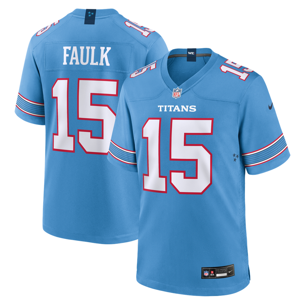 Men's Nike Tennessee Titans Keldric Faulk Light Blue 2026 NFL Draft First Round Pick No.31 Game NFL Jersey
