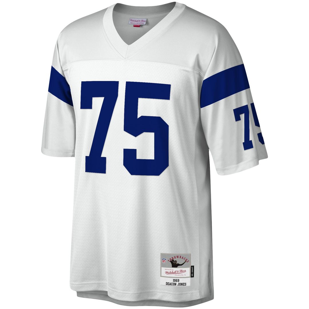 Men's Mitchell & Ness Los Angeles Rams Deacon Jones White Legacy Replica NFL Jersey