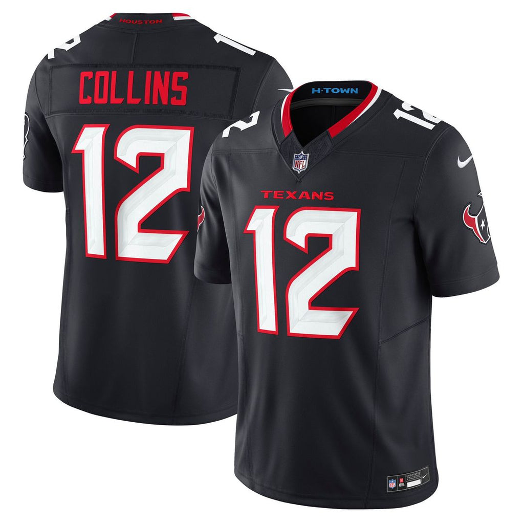 Men's Nike Houston Texans Nico Collins Navy Team Vapor F.U.S.E. Limited NFL Jersey