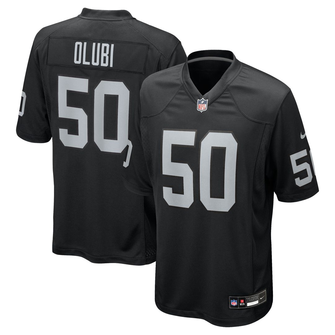 Men's Nike Las Vegas Raiders Segun Olubi Black Team Game NFL Jersey