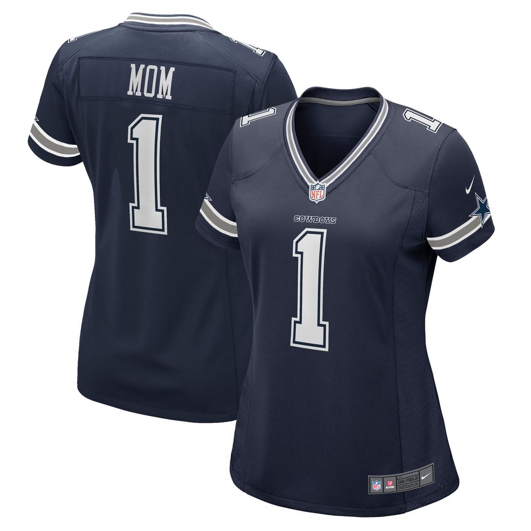 Women's Nike Dallas Cowboys Number 1 Mom Navy Game NFL Jersey