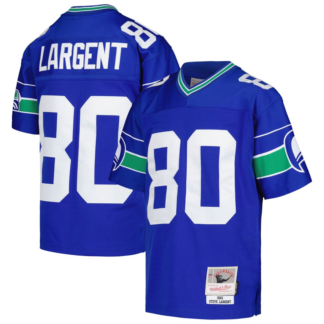 Youth Mitchell & Ness Seattle Seahawks Steve Largent Royal 1985 Retired Player Legacy NFL Jersey