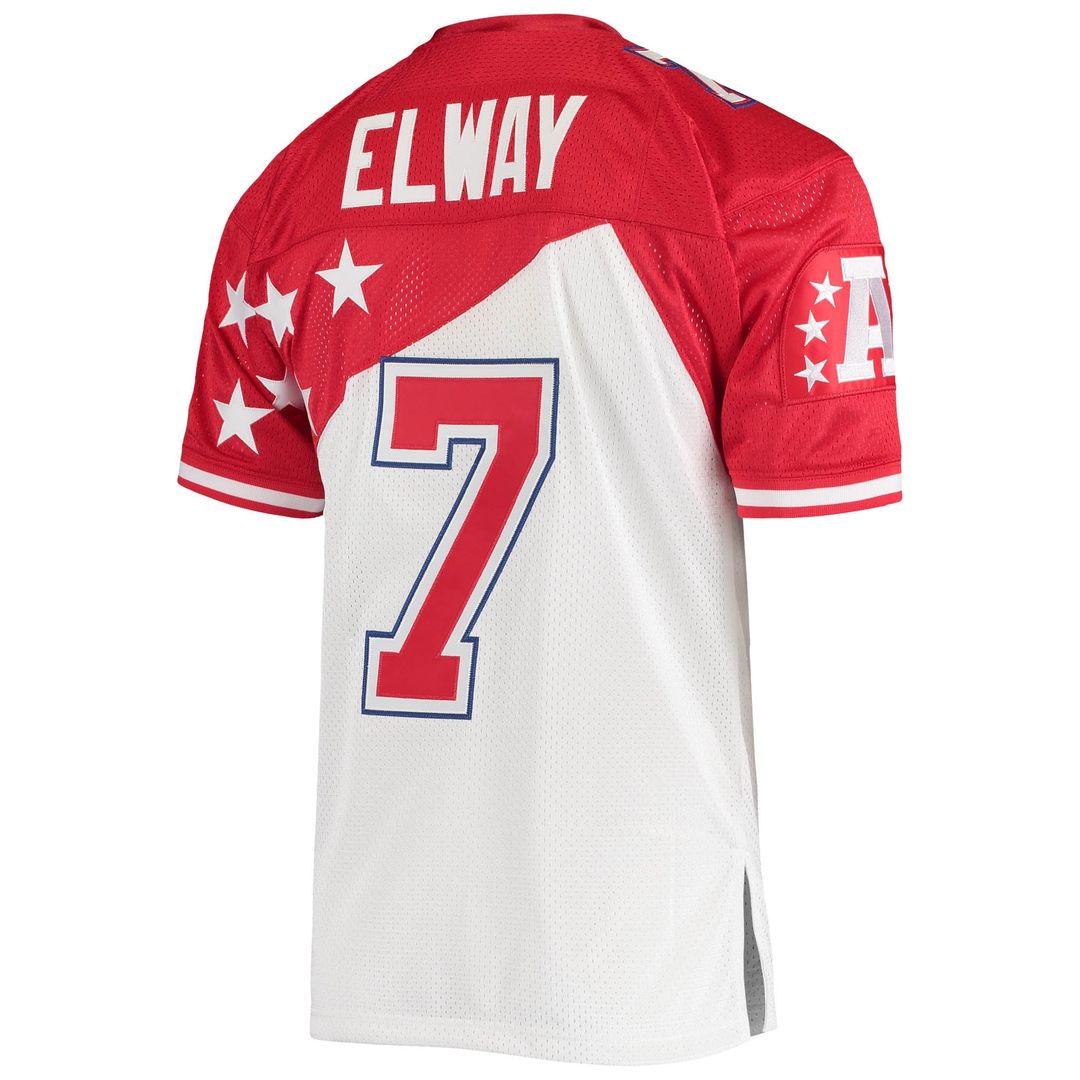 Men's Mitchell & Ness Denver Broncos White/Red John Elway AFC 1995 Pro Bowl Authentic NFL Jersey
