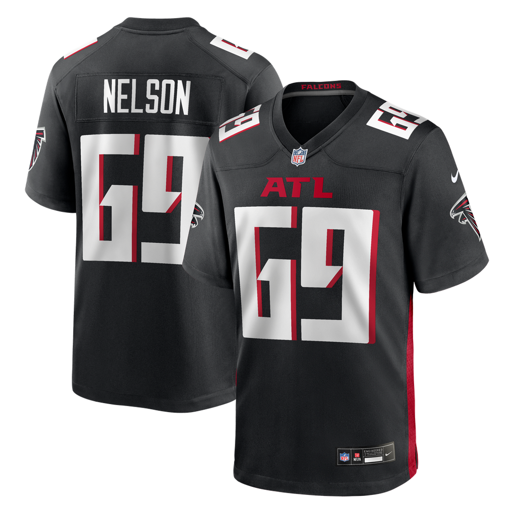 Men's Nike Atlanta Falcons Jack Nelson Black Team Game NFL Jersey