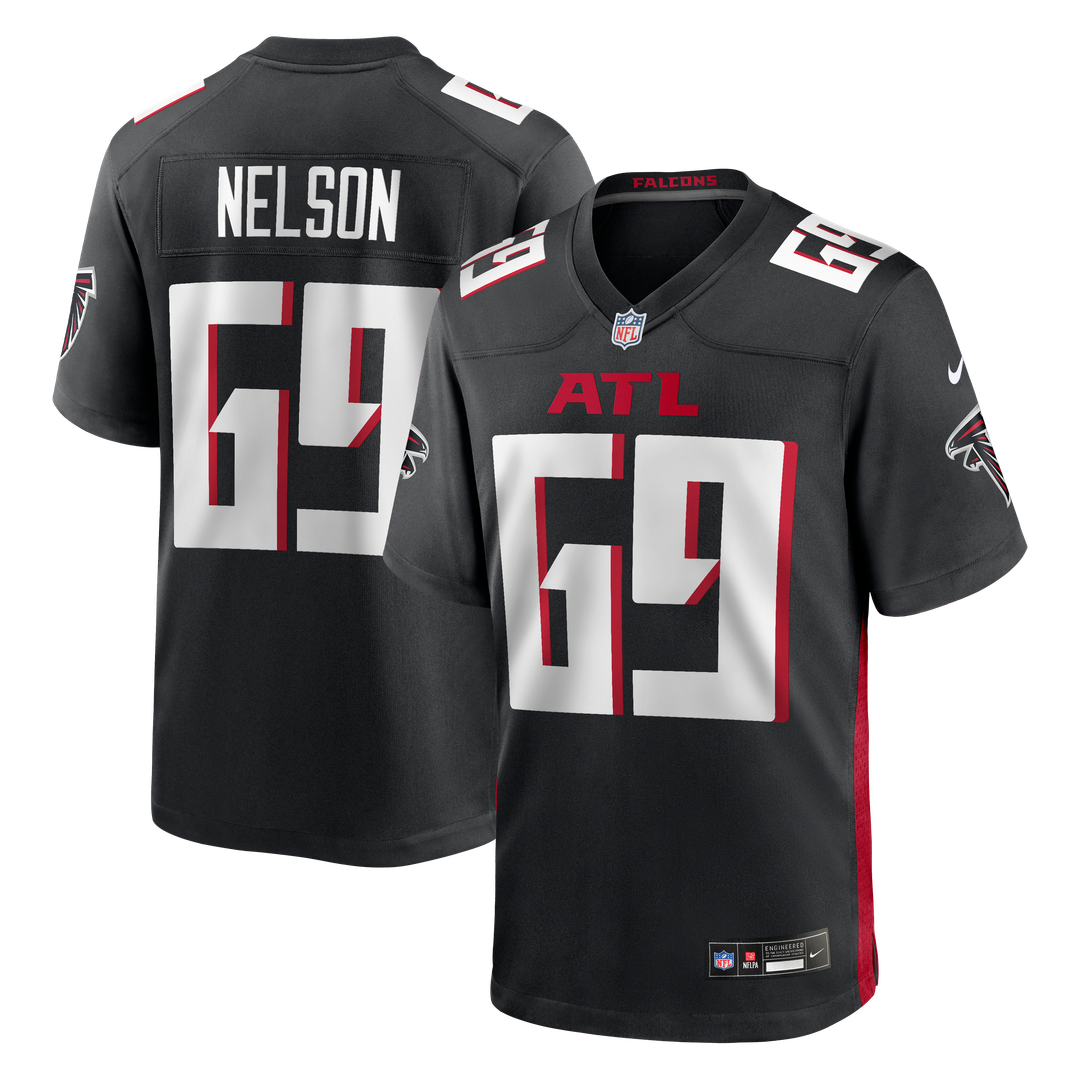 Men's Nike Atlanta Falcons Jack Nelson Black Team Game NFL Jersey