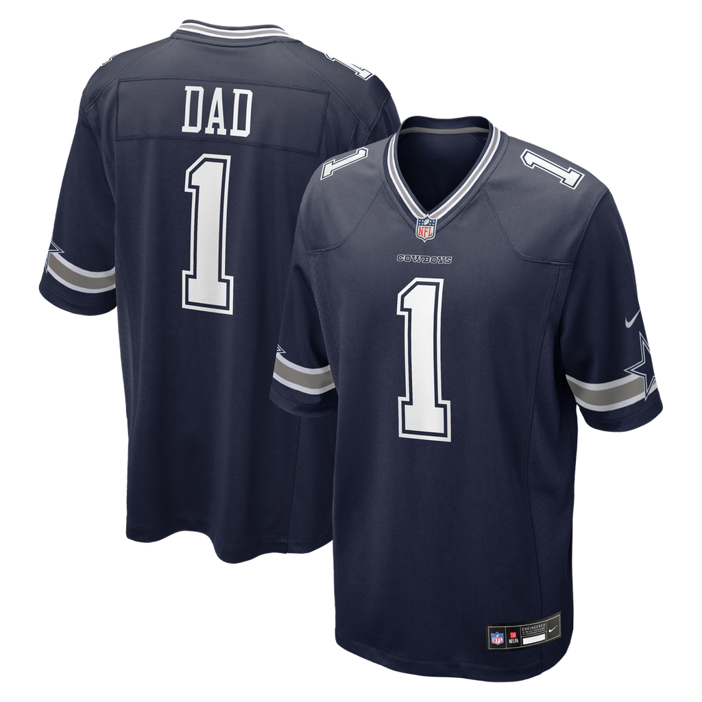 Men's Nike Dallas Cowboys Number 1 Dad Navy Game NFL Jersey