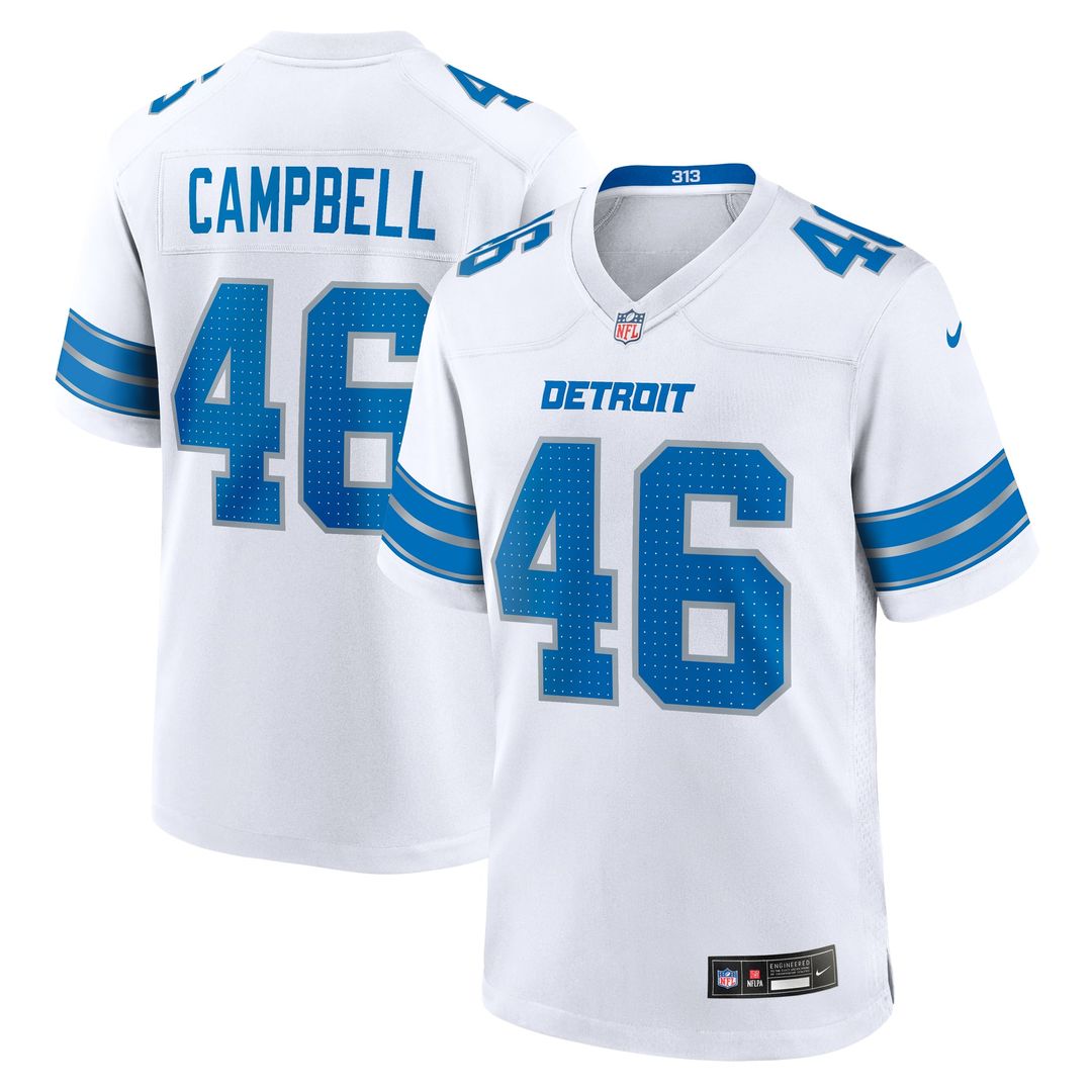 Men's Nike Detroit Lions Jack Campbell White Game NFL Jersey