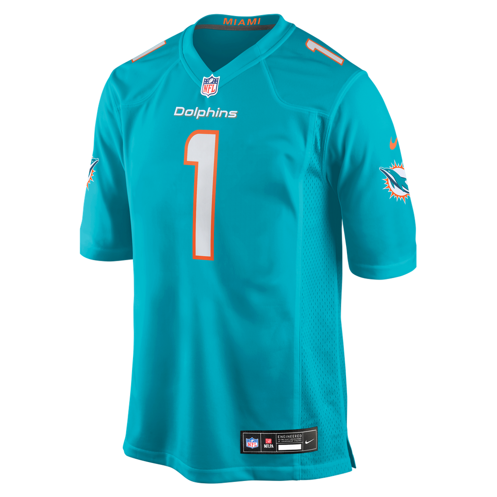 Men's Nike Miami Dolphins Chris Johnson Aqua 2026 NFL Draft First Round Pick No. 27 Team Game NFL Jersey