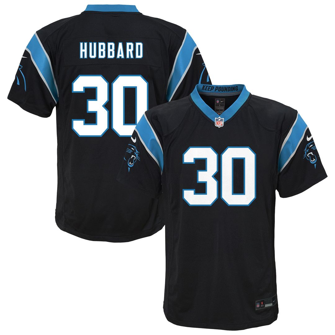 Youth Nike Carolina Panthers Chuba Hubbard Black Team Game NFL Jersey