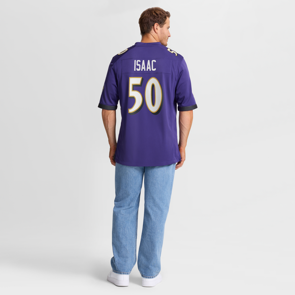 Men's Nike Baltimore Ravens Adisa Isaac Purple Team Game NFL Jersey