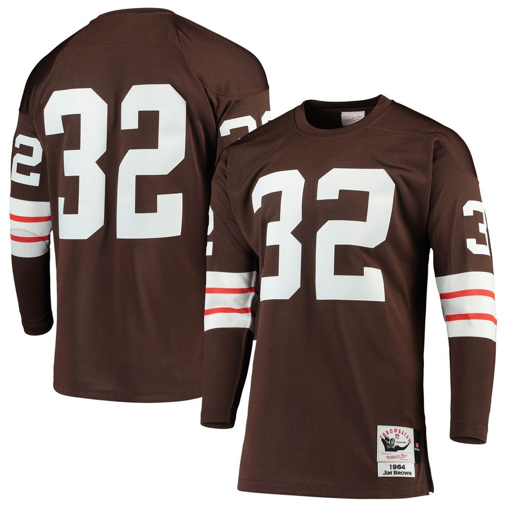 Men's Mitchell & Ness Cleveland Browns Jim Brown Brown 1964 Authentic Throwback Retired Player NFL Jersey