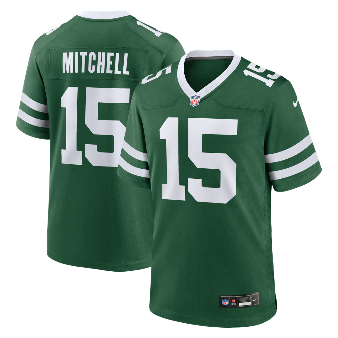 Men's Nike New York Jets Adonai Mitchell Legacy Green Team Game NFL Jersey