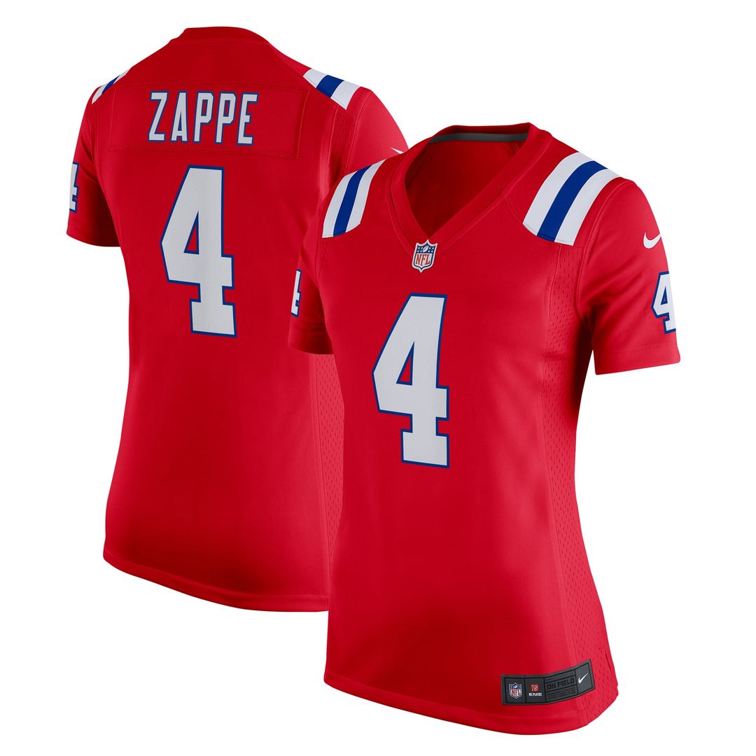 Women's Nike New England Patriots Bailey Zappe Red Team Game NFL Jersey