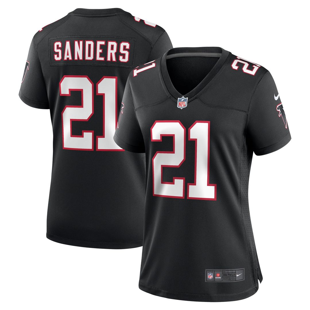 Women's Nike Atlanta Falcons Deion Sanders Black Alternate Retired Player Game NFL Jersey