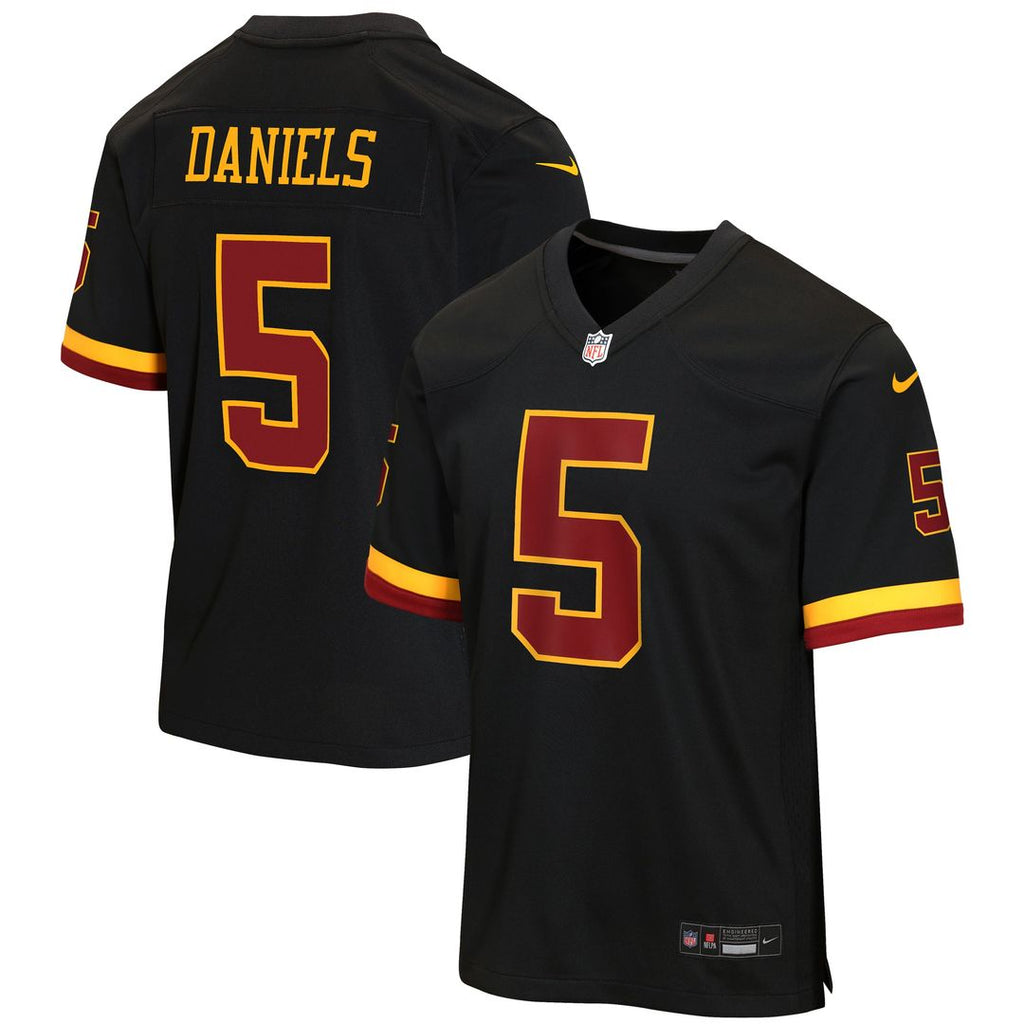 Youth Nike Washington Commanders Jayden Daniels Black Hail Raiser Alternate Game NFL Jersey