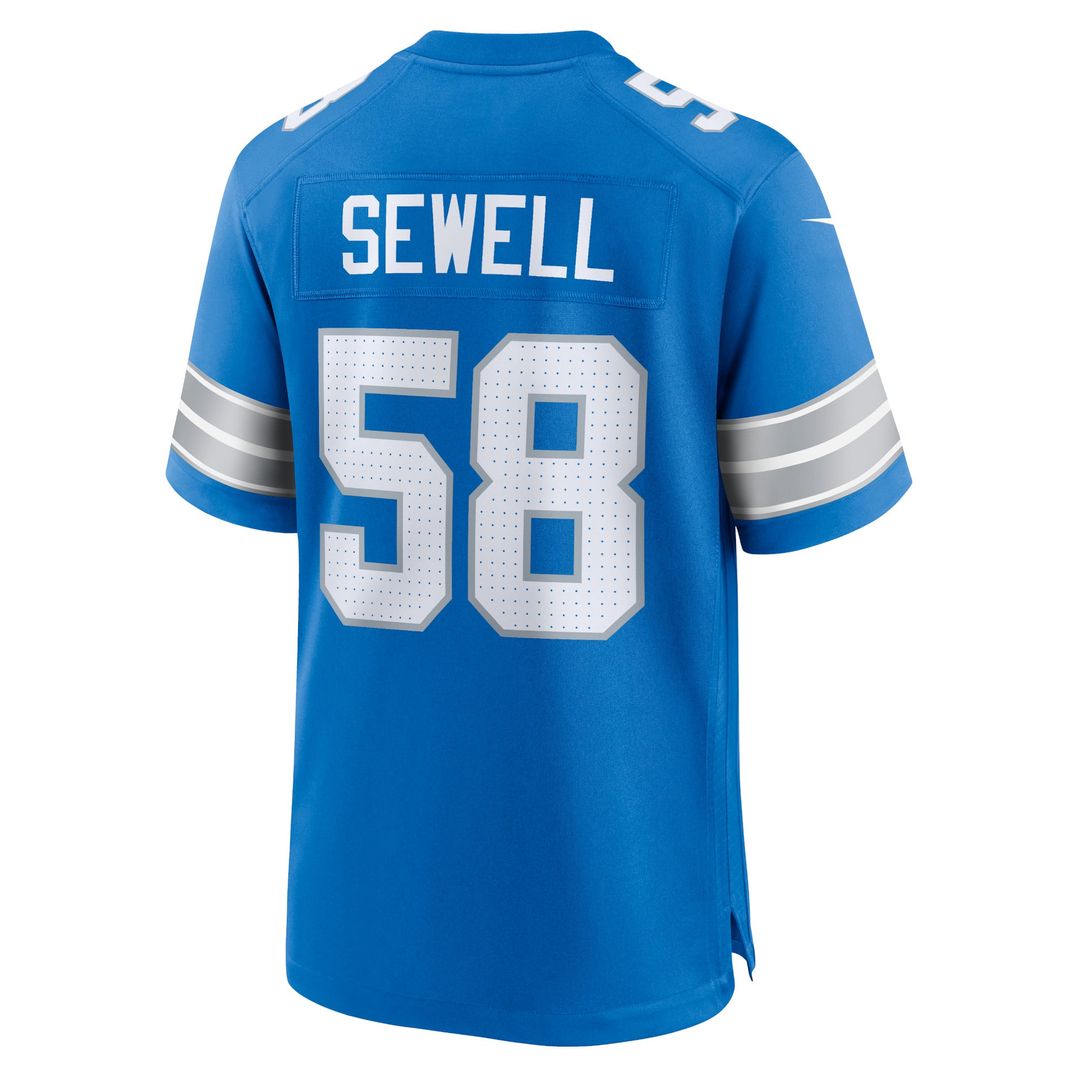 Men's Nike Detroit Lions Penei Sewell Blue Game NFL Jersey