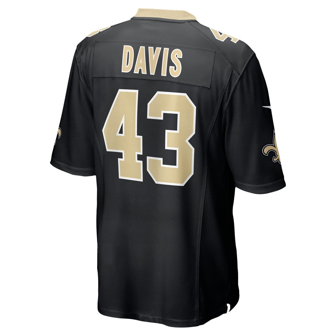Men's Nike New Orleans Saints Michael Davis Black Team Game NFL Jersey