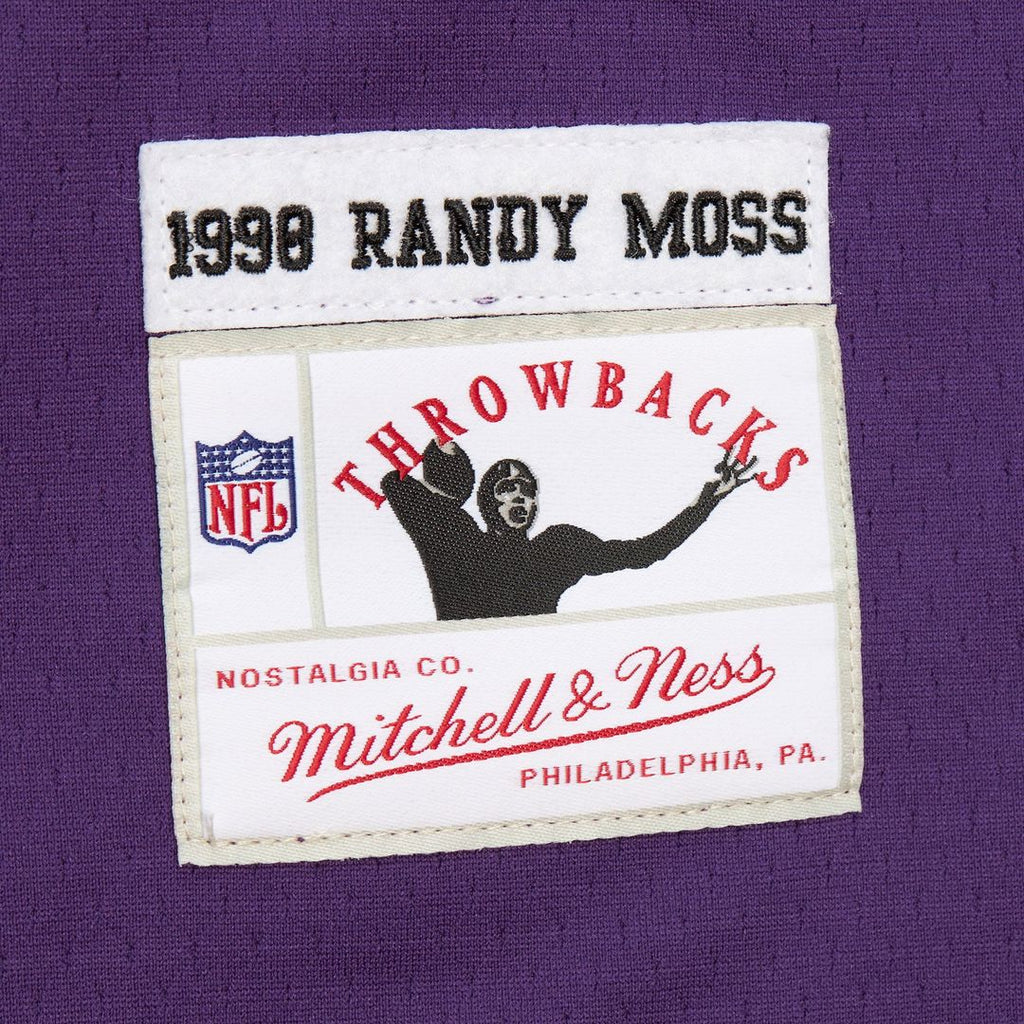 Men's Mitchell & Ness Minnesota Vikings Randy Moss Purple Player Name & Number Hoodie Legacy NFL Jersey