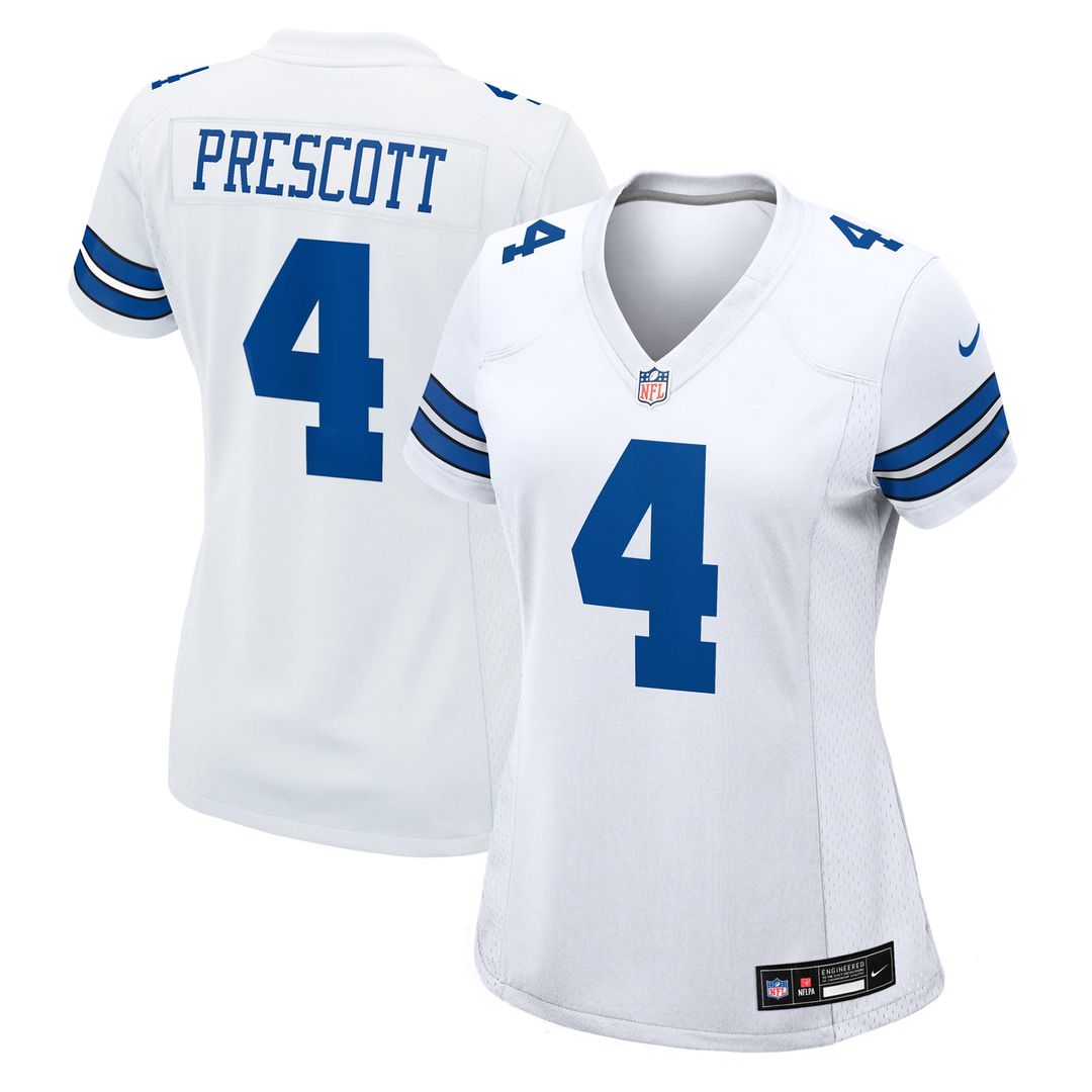 Women's Nike Dallas Cowboys Dak Prescott White Team Game NFL Jersey