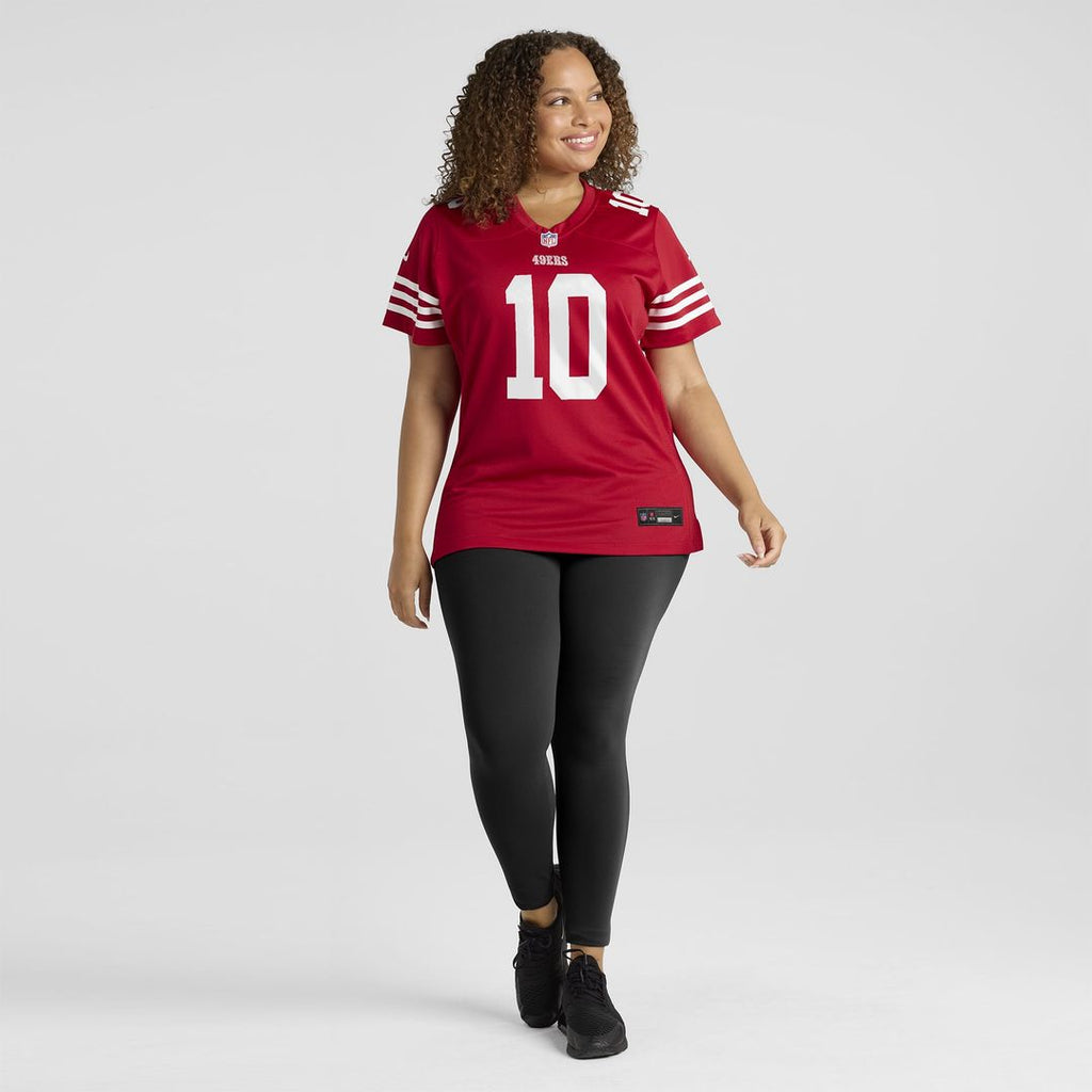 Women's Nike San Francisco 49ers Mac Jones Scarlet Team Game NFL Jersey