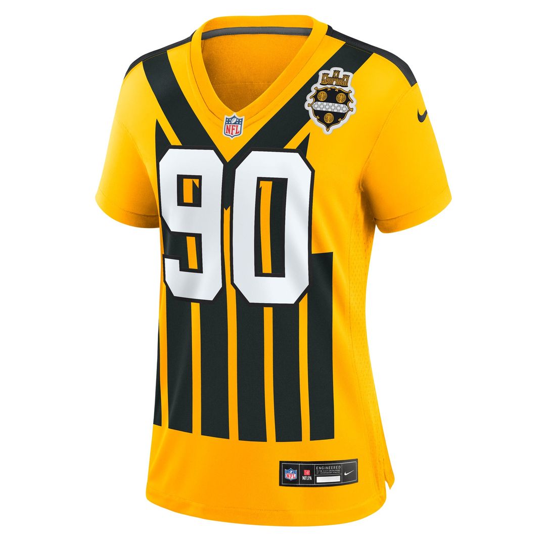 Women's Nike Pittsburgh Steelers T.J. Watt Gold Alternate 1933 Throwback Game NFL Jersey